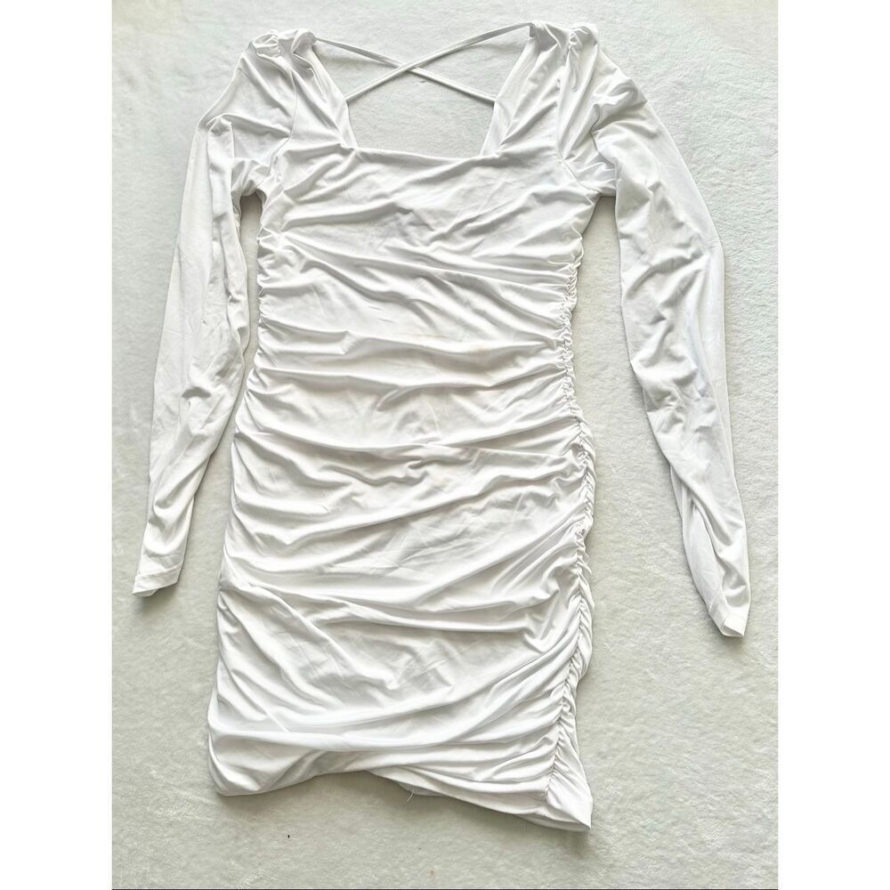 White long sleeve ruched dress size extra large - Picture 2 of 7